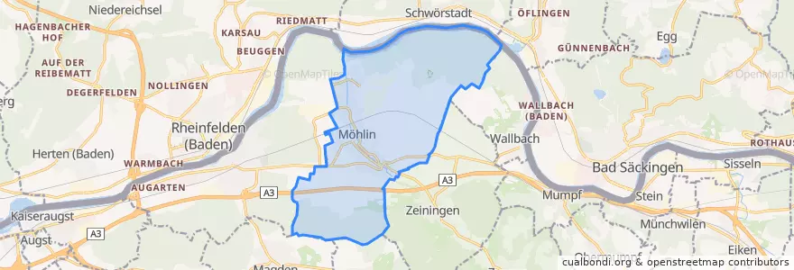 Mapa de ubicacion de Möhlin.