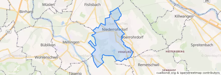 Mapa de ubicacion de Niederrohrdorf.