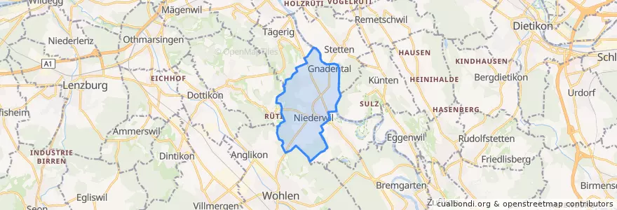 Mapa de ubicacion de Niederwil.