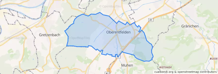 Mapa de ubicacion de Oberentfelden.