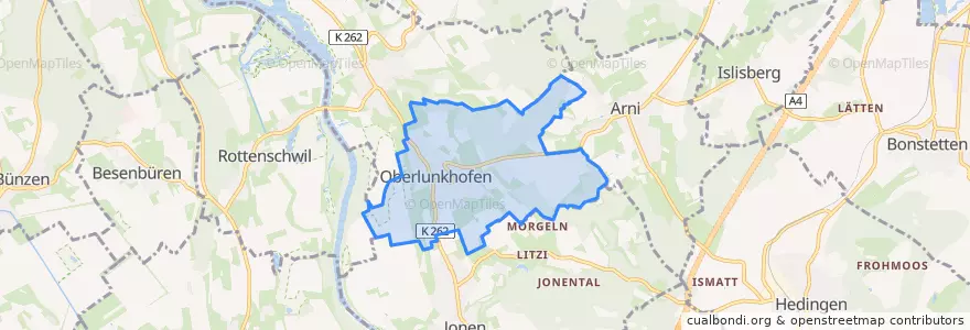 Mapa de ubicacion de Oberlunkhofen.