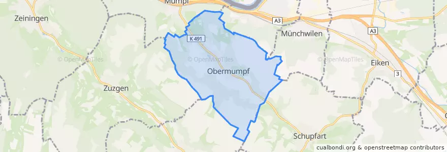 Mapa de ubicacion de Obermumpf.
