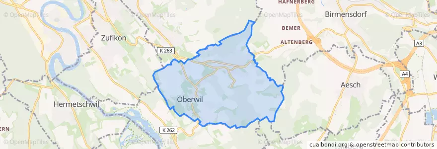 Mapa de ubicacion de Oberwil-Lieli.