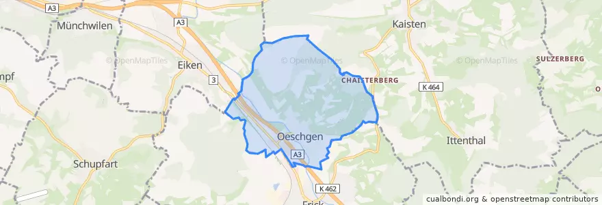 Mapa de ubicacion de Oeschgen.