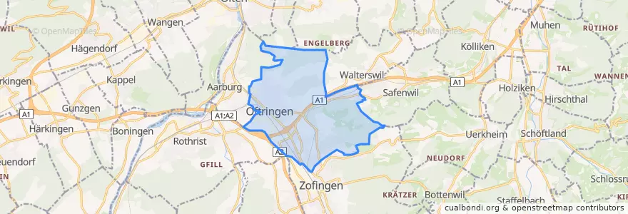 Mapa de ubicacion de Oftringen.