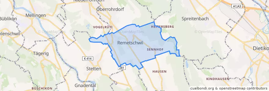 Mapa de ubicacion de Remetschwil.