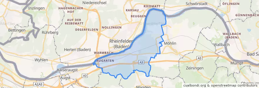 Mapa de ubicacion de Rheinfelden.