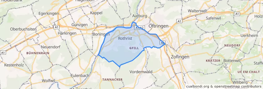 Mapa de ubicacion de Rothrist.