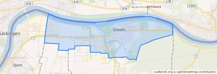 Mapa de ubicacion de Sisseln.