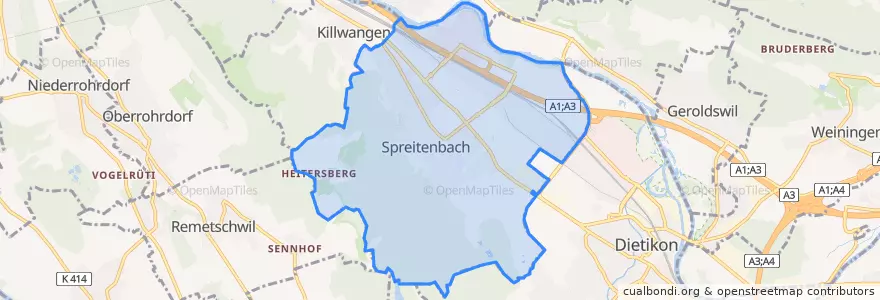 Mapa de ubicacion de Spreitenbach.