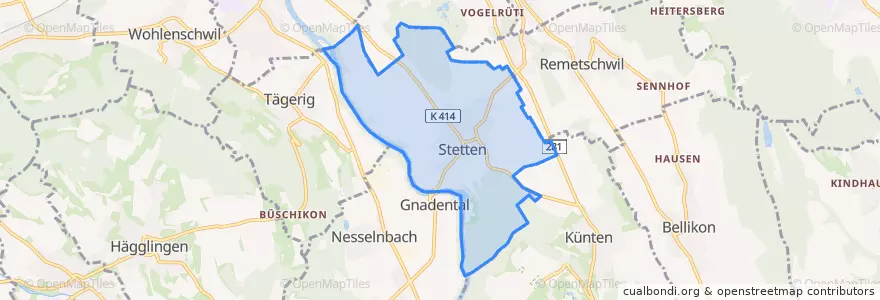 Mapa de ubicacion de Stetten.