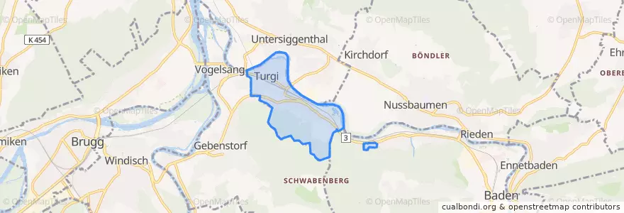 Mapa de ubicacion de Turgi.