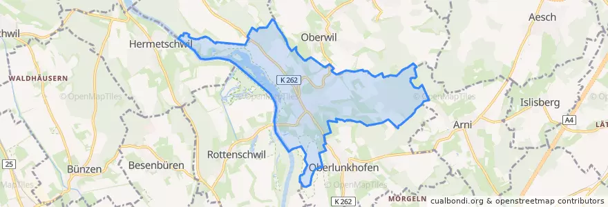 Mapa de ubicacion de Unterlunkhofen.