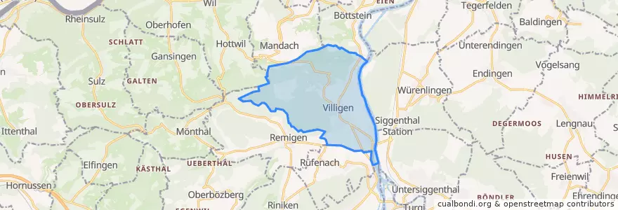 Mapa de ubicacion de Villigen.