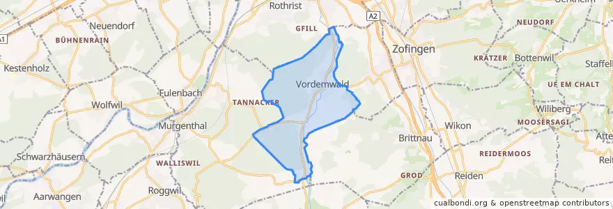 Mapa de ubicacion de Vordemwald.