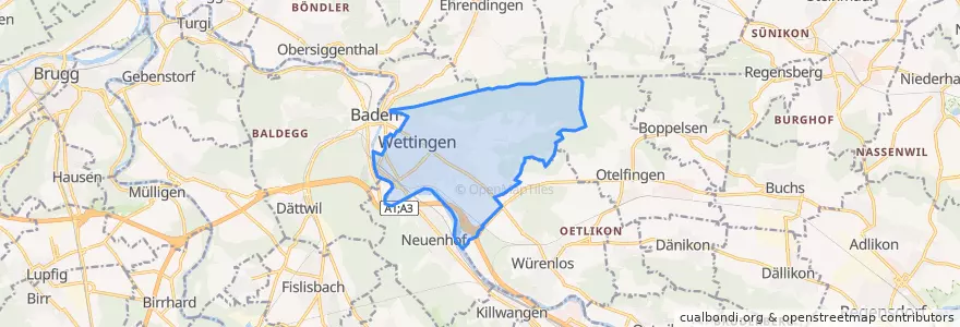 Mapa de ubicacion de Wettingen.