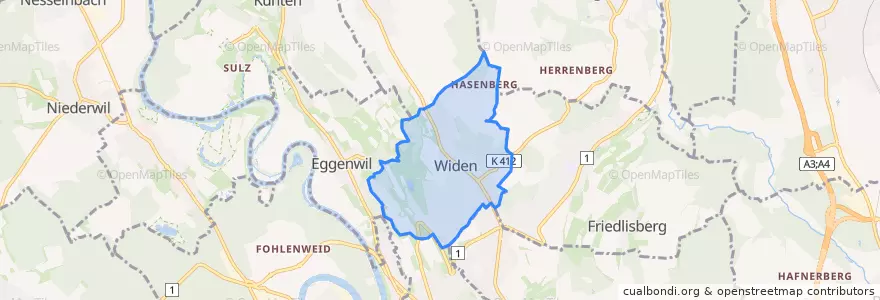 Mapa de ubicacion de Widen.