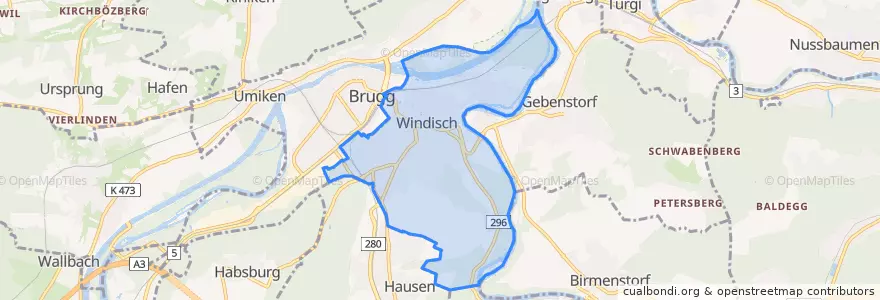Mapa de ubicacion de Windisch.
