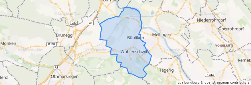 Mapa de ubicacion de Wohlenschwil.
