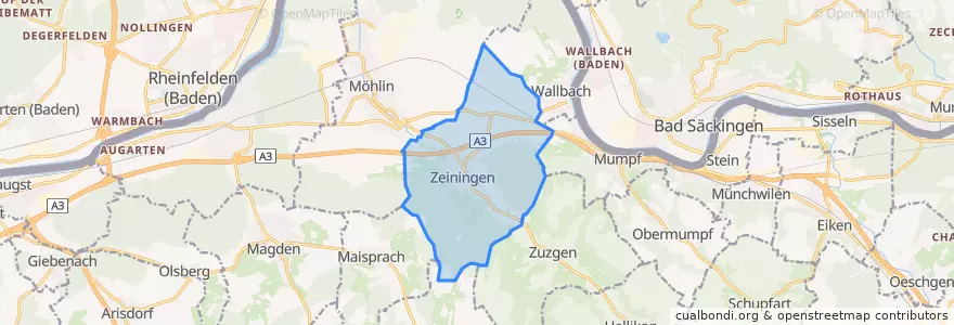 Mapa de ubicacion de Zeiningen.
