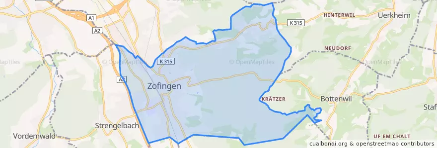 Mapa de ubicacion de Zofingen.