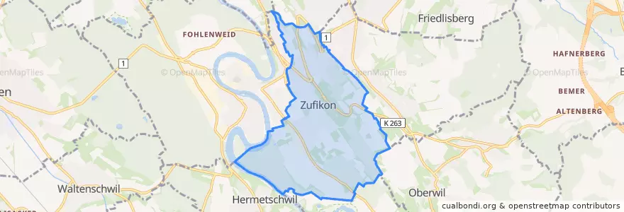 Mapa de ubicacion de Zufikon.