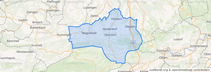 Mapa de ubicacion de Bezirk Waldenburg.