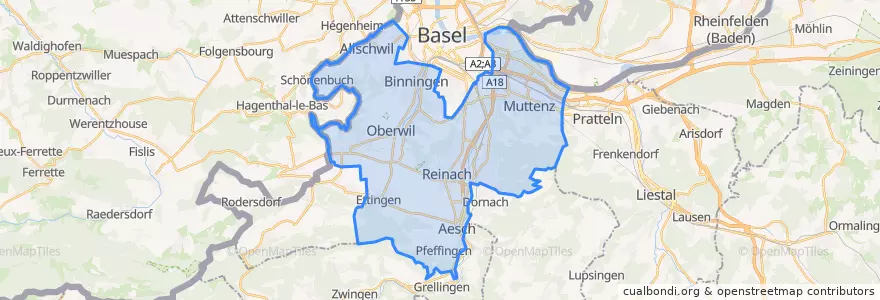 Mapa de ubicacion de Bezirk Arlesheim.