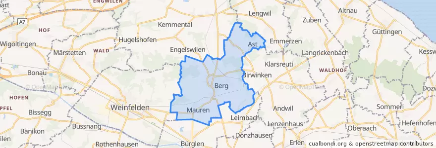 Mapa de ubicacion de Berg (TG).