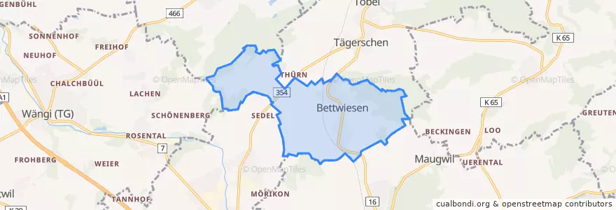 Mapa de ubicacion de Bettwiesen.