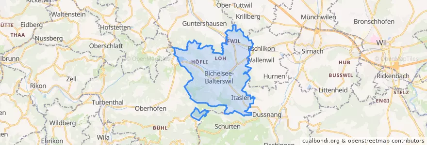 Mapa de ubicacion de Bichelsee-Balterswil.