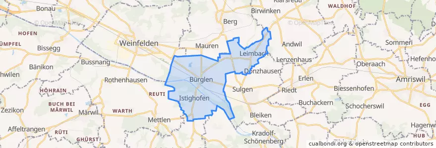 Mapa de ubicacion de Bürglen (TG).