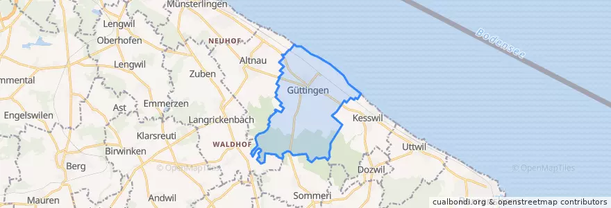 Mapa de ubicacion de Güttingen.