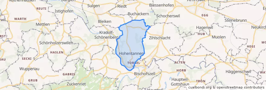 Mapa de ubicacion de Hohentannen.