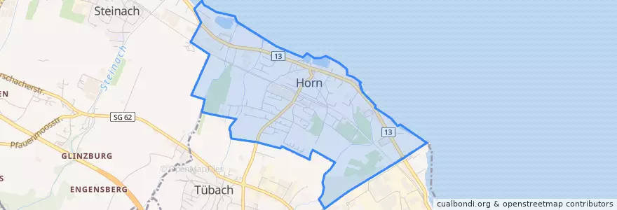 Mapa de ubicacion de Horn.