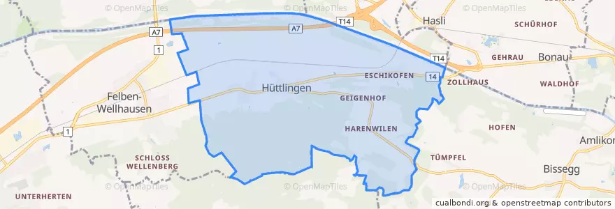 Mapa de ubicacion de Hüttlingen.