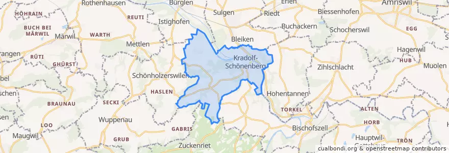 Mapa de ubicacion de Kradolf-Schönenberg.
