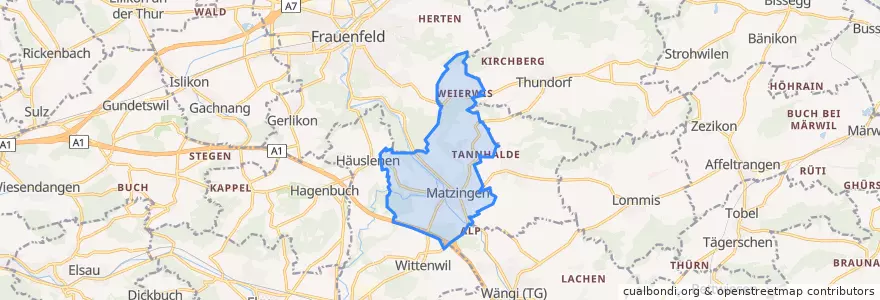 Mapa de ubicacion de Matzingen.