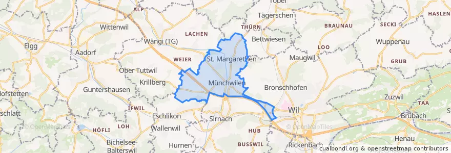 Mapa de ubicacion de Münchwilen (TG).