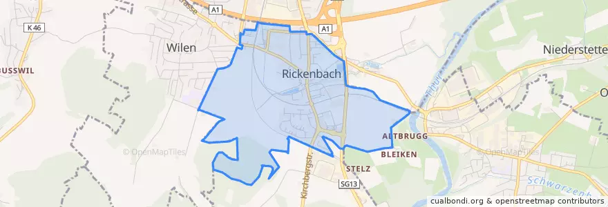 Mapa de ubicacion de Rickenbach (TG).