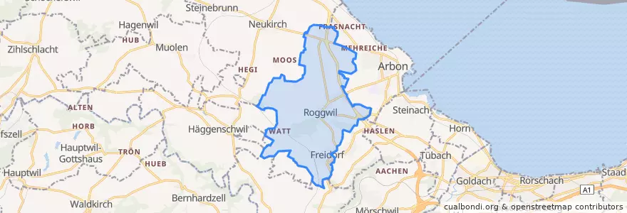 Mapa de ubicacion de Roggwil (TG).