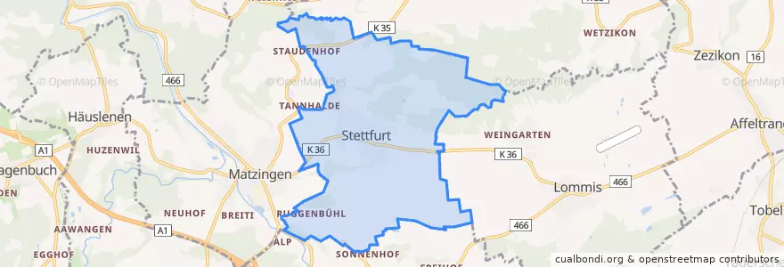 Mapa de ubicacion de Stettfurt.