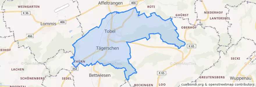 Mapa de ubicacion de Tobel-Tägerschen.