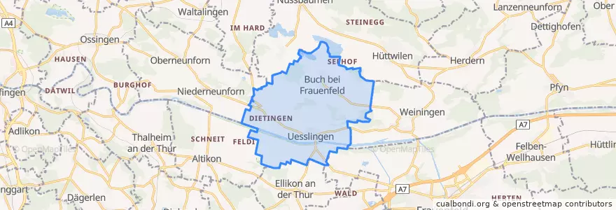 Mapa de ubicacion de Uesslingen-Buch.
