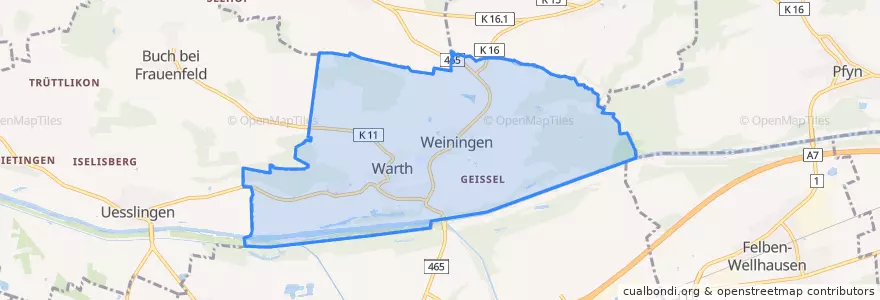 Mapa de ubicacion de Warth-Weiningen.