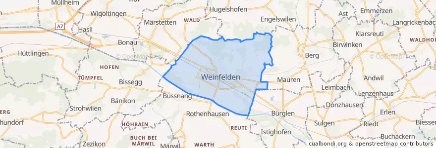 Mapa de ubicacion de Weinfelden.