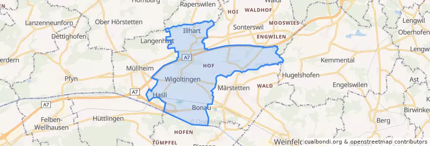 Mapa de ubicacion de Wigoltingen.