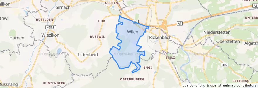 Mapa de ubicacion de Wilen (TG).
