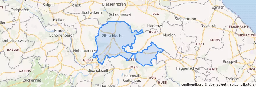 Mapa de ubicacion de Zihlschlacht-Sitterdorf.