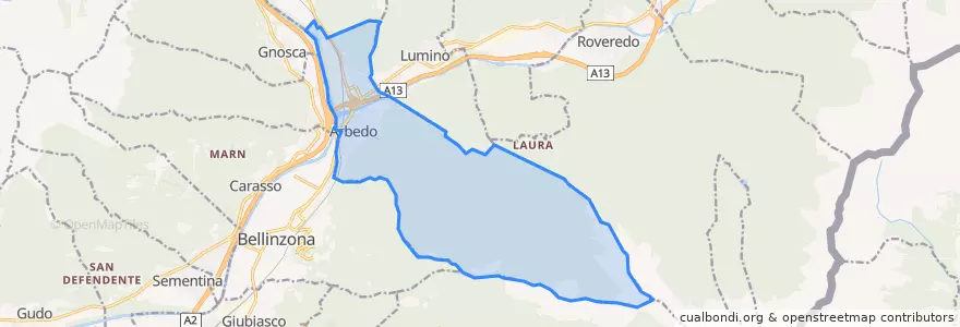 Mapa de ubicacion de Arbedo-Castione.
